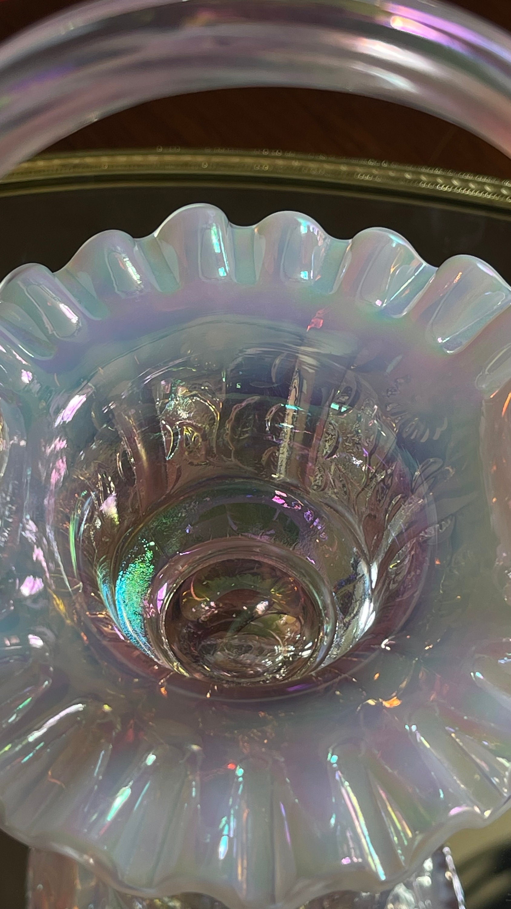 フェントン アート グラス ピンク 虹色 ミニチュア 5.5 インチ