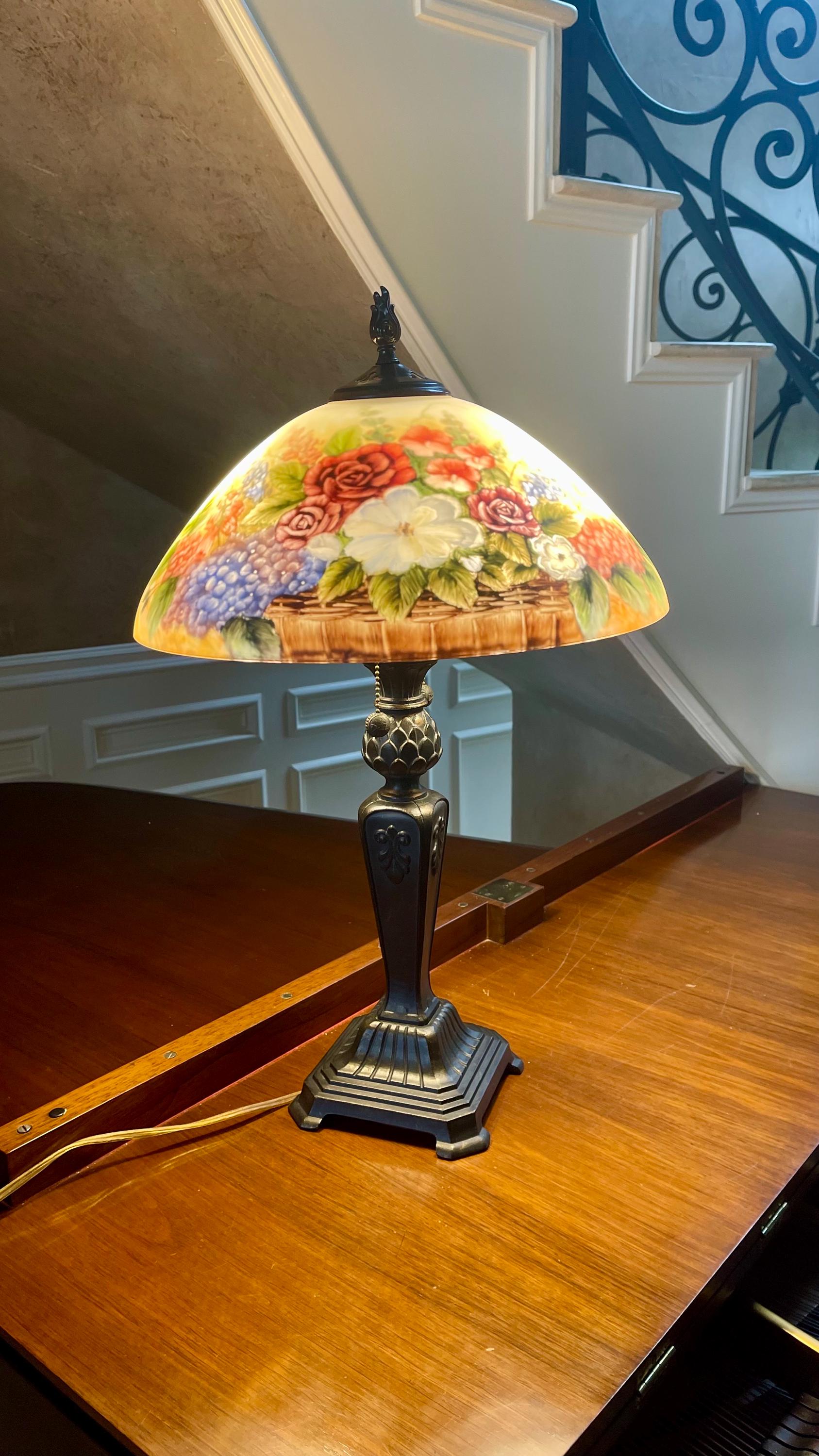Dale Tiffany Reverse Hand Painted Signed by Glynda Turley 1999