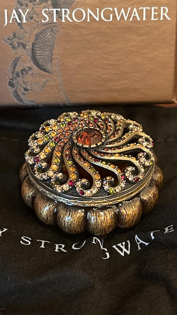 希少　jay strongwater アクセサリーケース Jay Strongwater Enameled Trinket Box Swarovski Crystals - Etsy