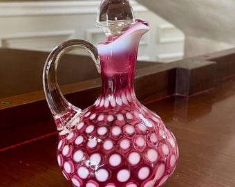 Rare Size Fenton Large Opalescent Cranberry 7 3/4” Tall Vase