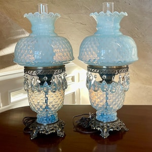 Pair of Fenton Glass Lamps; Fenton Art Glass Lamp