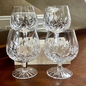 SET OF 4 Waterford Crystal Lismore 12 oz. Balloon Brandy Snifters; Vintage Waterford Lismore Brandy Glasses Made in Ireland