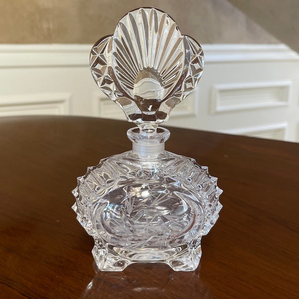 Large Vintage Lead Crystal Perfume Bottle Pinwheel Cut