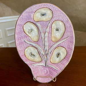 Antique German 19th Century Pink Luster Oyster Plate