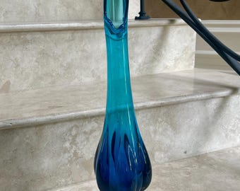 Viking Glass Mid Century Modern 19 1/4” Swung Glass Vase; Viking Six Petal Vase