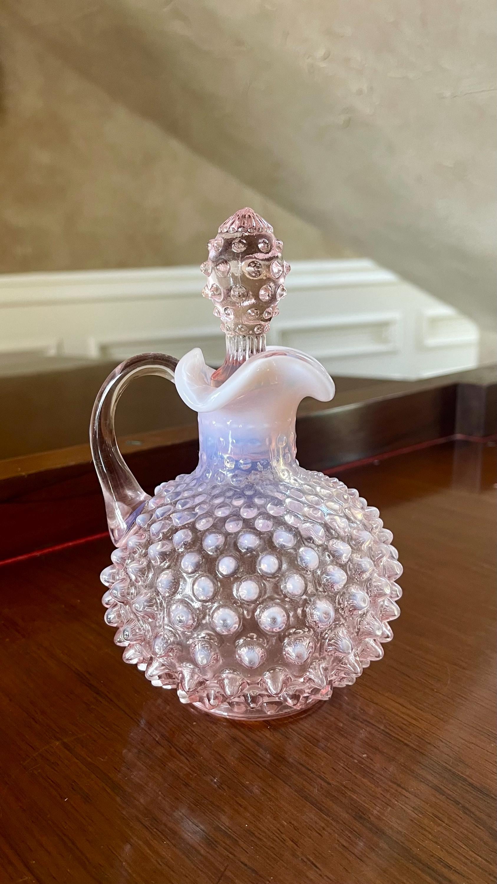 Vintage Fenton Glass Hobnail Pink Opalescent Cruet - Etsy
