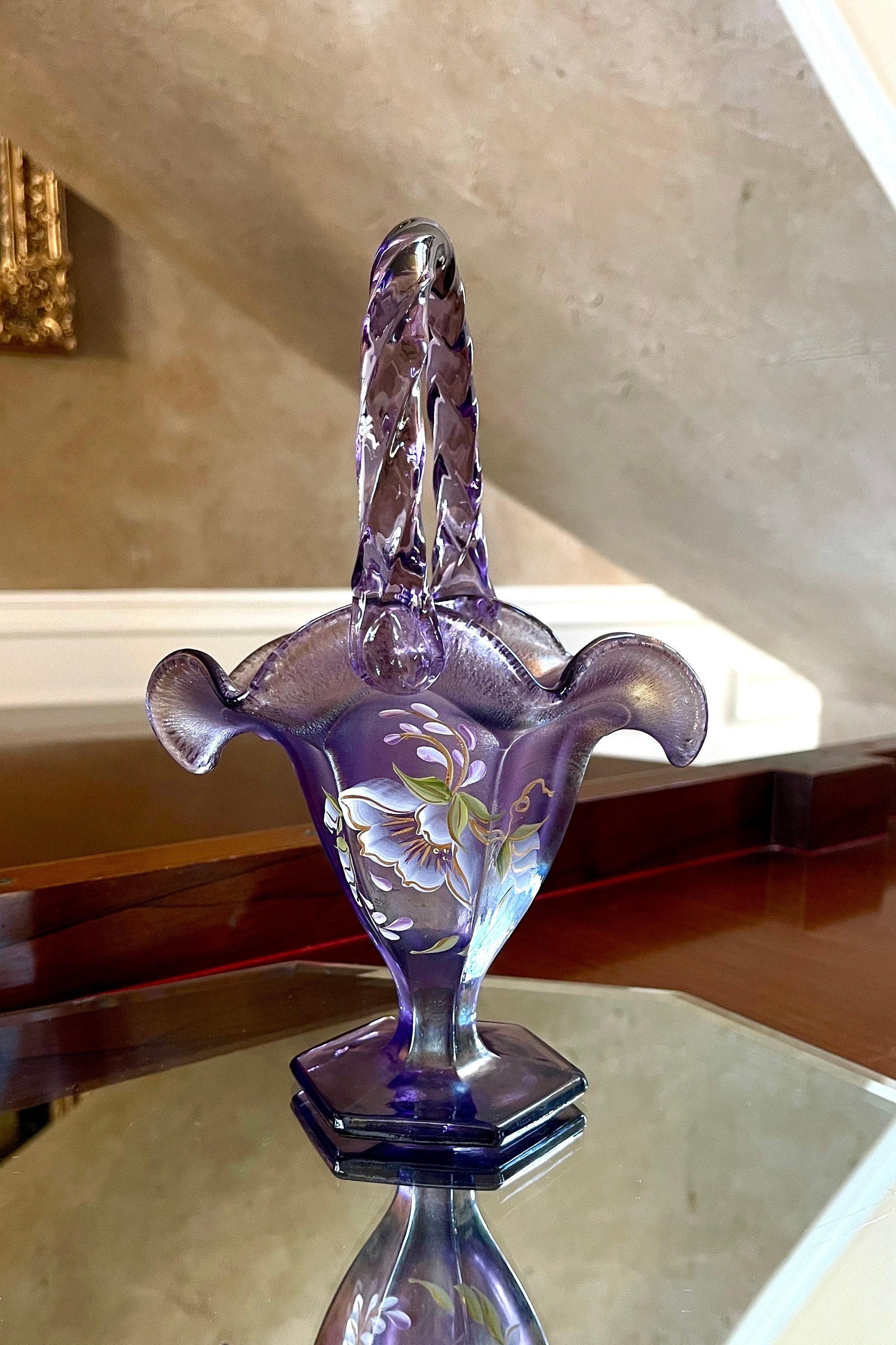 フェントン グラス 100 周年記念 ハンドペイント アメジスト