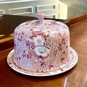 Spode Pink Chintz Cheese Dome Made in England