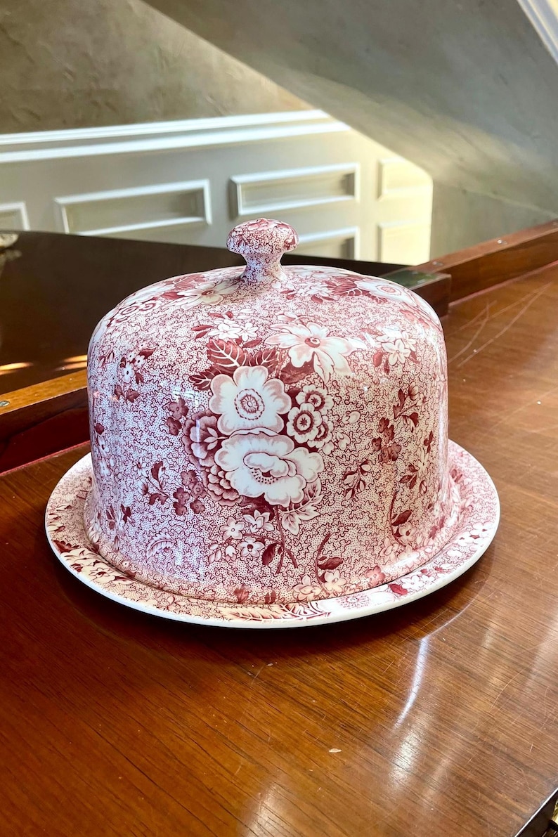 Spode Pink Chintz Cheese Dome Made in England