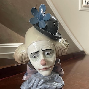 Lladro “Pensive” Clown With A Bowler Hat 10.5” Tall Mint Condition