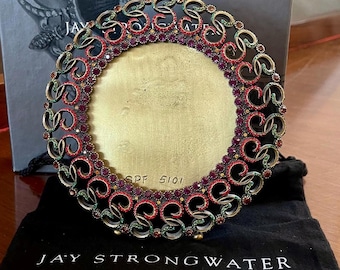 Jay Strongwater Red Enamel Crystals Square Picture Frame - Etsy