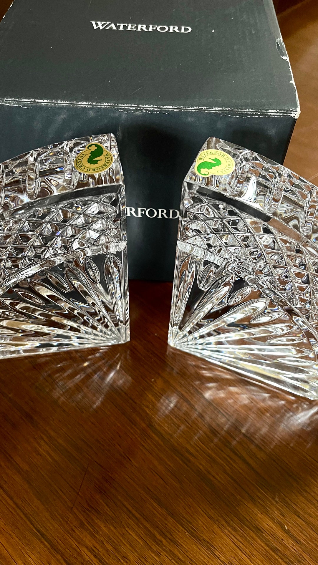 Waterford Crystal Quadrant Fan Bookends Waterford Crystal Etsy