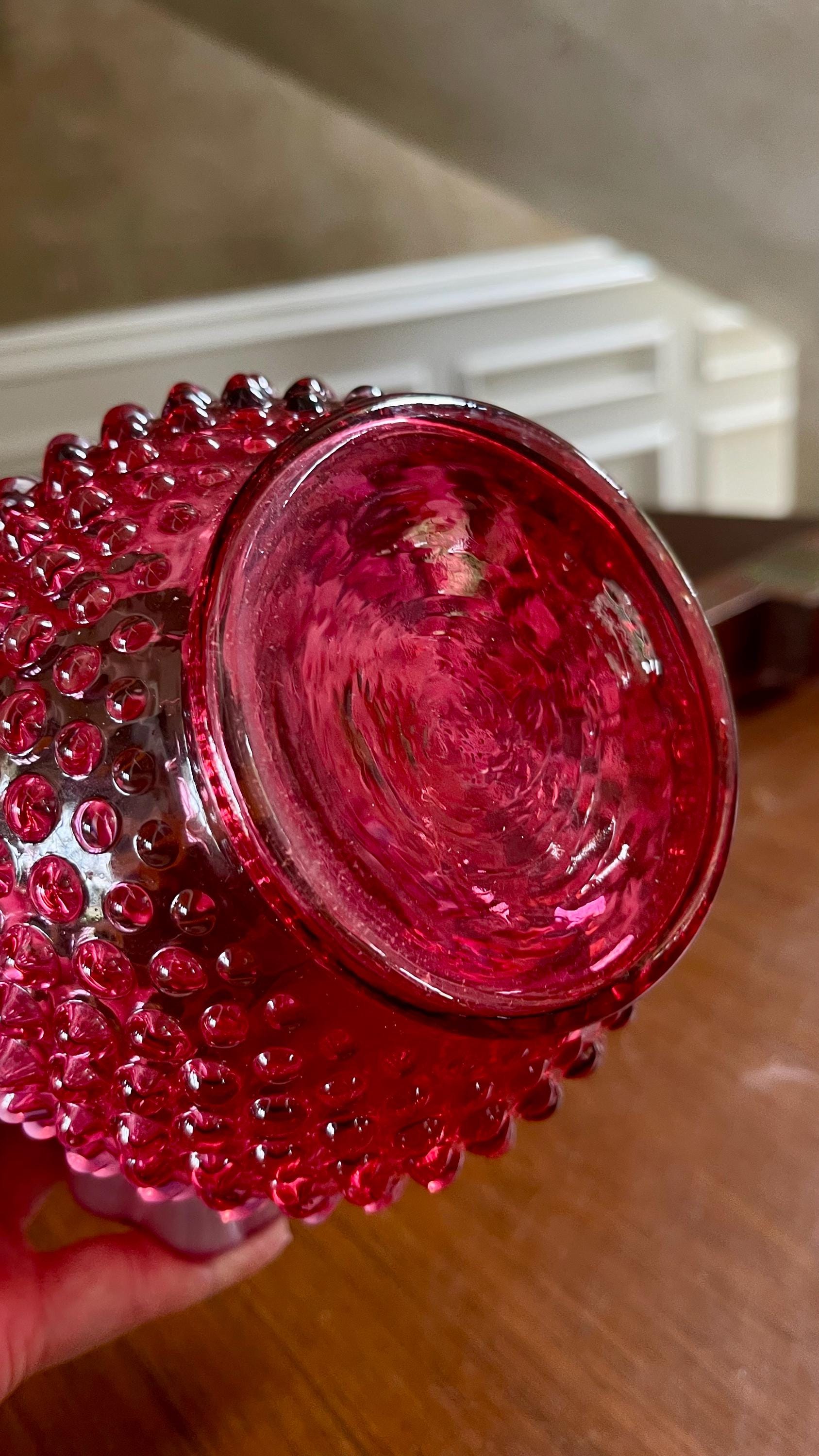 ヴィンテージ フェントン オパールセント クランベリー ローズ ボウル