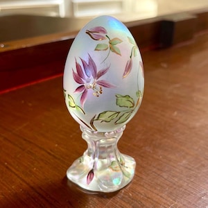Fenton Glass Iridescent Hand Painted Egg