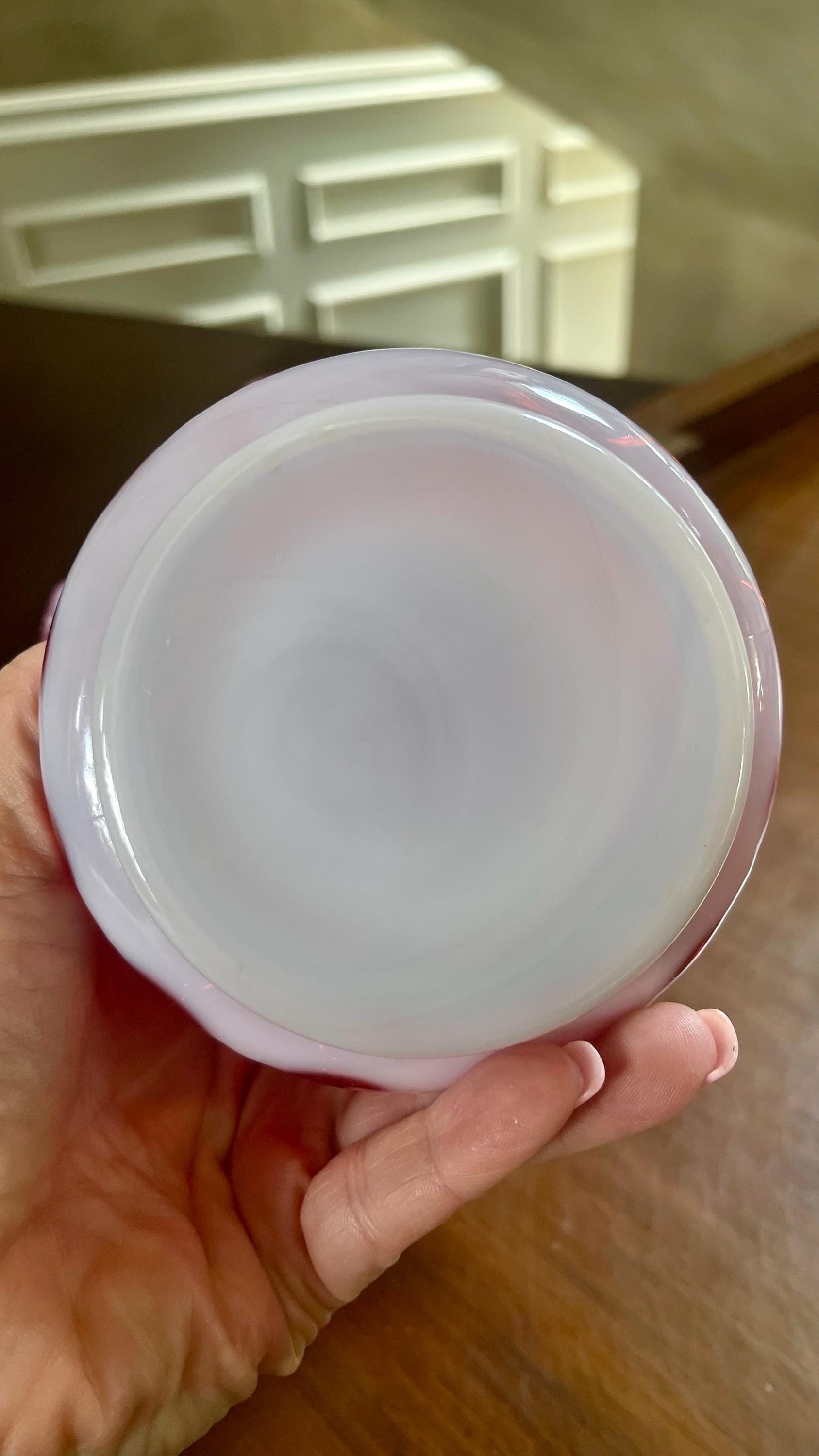 Fenton Glass Cranberry Opalescent Coin Dot Optic Ruffle Top Vase