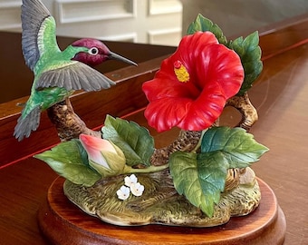 Andrea by Sadek Anna's Hummingbird With Red Hibiscus Figurine 8460