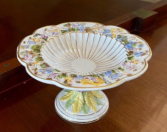 Capodimonte Style Compote; Capodimonte Porcelain