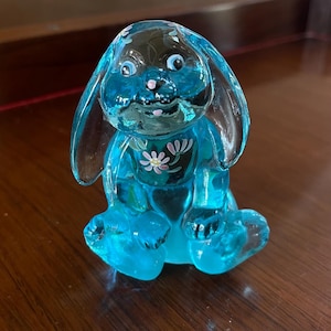Fenton Glas handbemalte Lop Ohr Häschen Figur Briefbeschwerer; Vintage Fenton Glaskaninchen