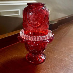 Red Hearts Mosser Glass Fairy Lamp