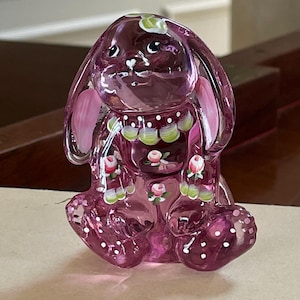 Fenton Glas handbemalte Frühling Lop Ohr Häschen Figur Briefbeschwerer; Vintage Fenton Glaskaninchen