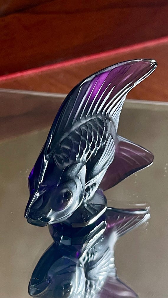 Lalique Crystal Amethyst Purple Fish; Lalique Aquarium Fish