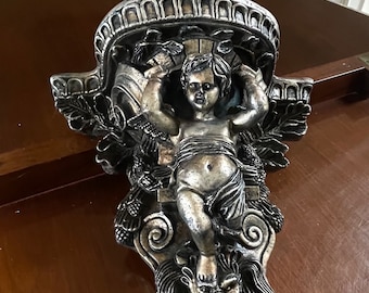 Vintage Gesso Cherub Wall Corbel Shelf