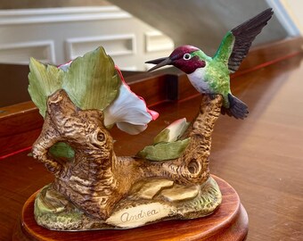 Andrea by Sadek Anna's Hummingbird With Red Hibiscus Figurine 8460