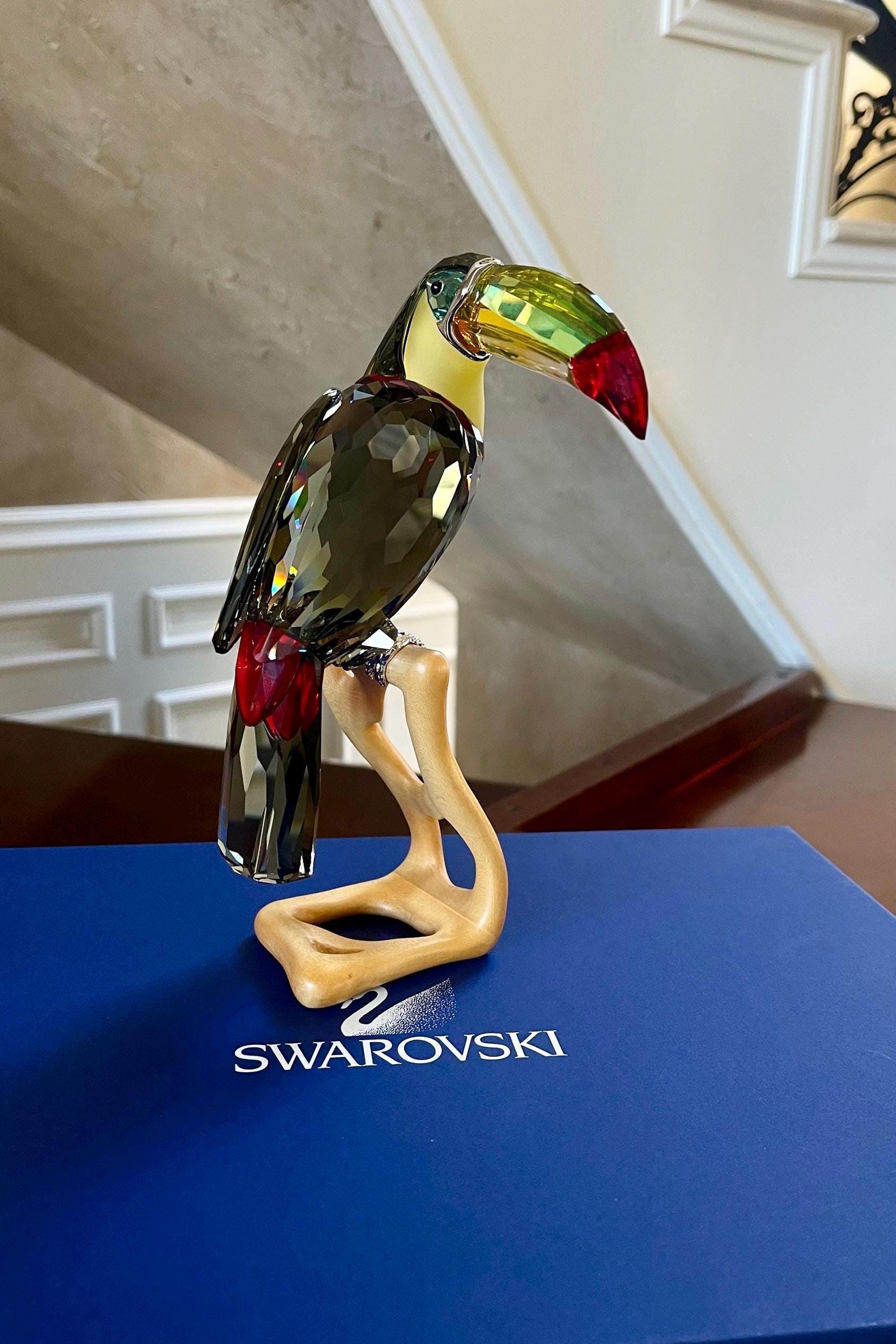 Swarovski Crystal Large Black Diamond Toucan Parrot Figurine Mint