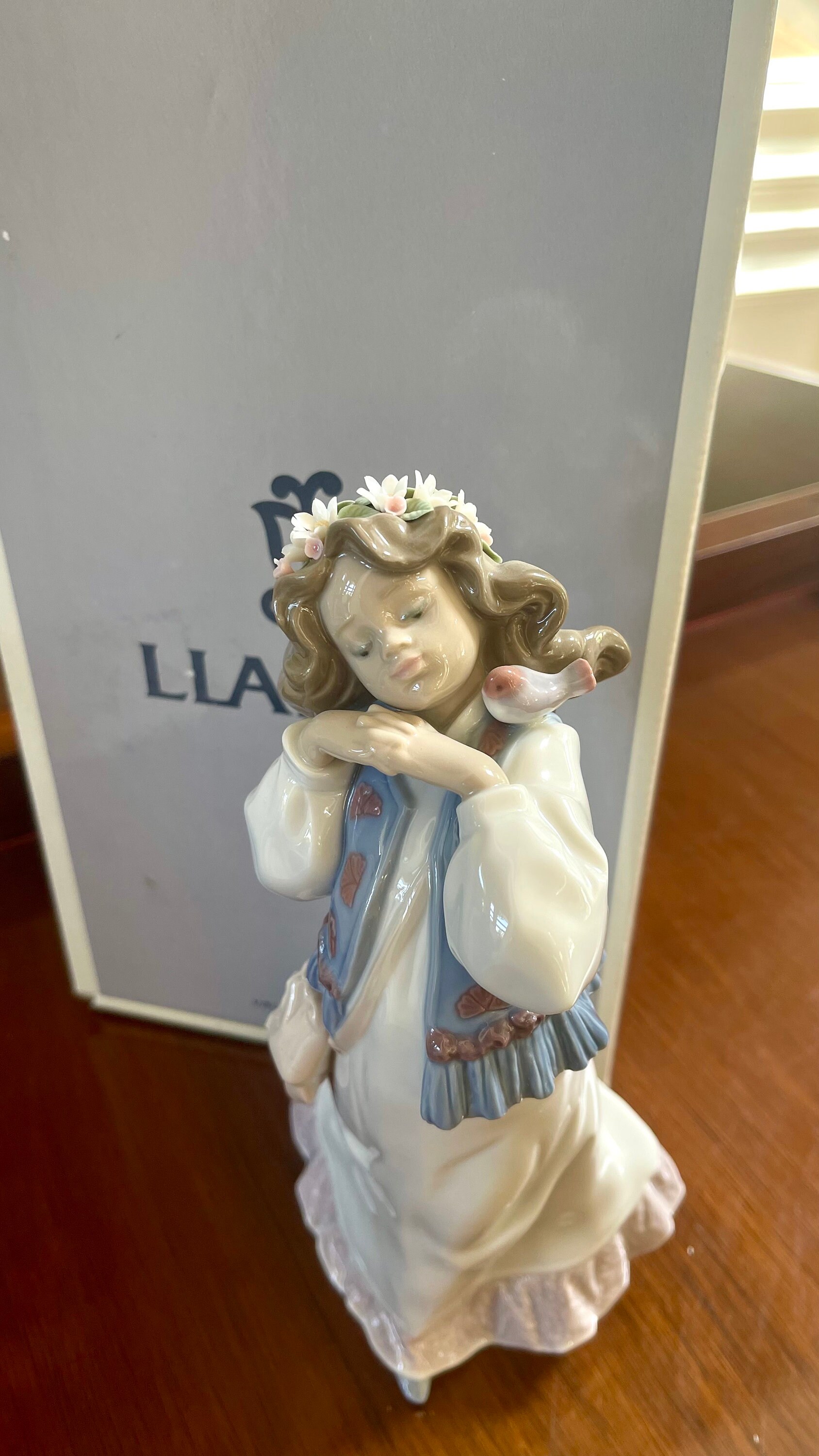 リヤドロ「過去の夏の夢」6401 磁器の置物 花付き 新品同様 オリジナル
