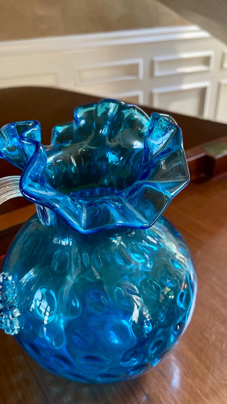 Fenton Ruffled Art Glass Coin Dot Optic Pitcher; Vintage Fenton - Etsy