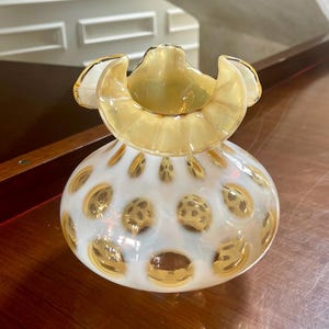 Fenton Honeysuckle Coin Dot Optic Lamp Globe; Fenton Lamp Shade