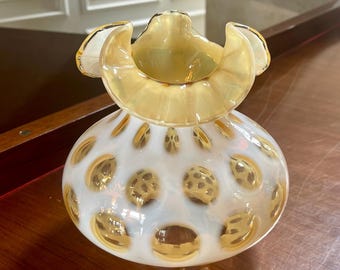 Fenton Glass Honeysuckle Coin Dot Optic Ruffle Top Vase - Etsy