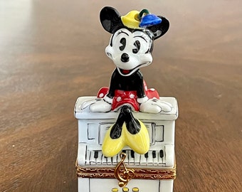 Artoria Limoges Edizione Limitata Minnie Mouse On Piano Limoges Box ritirato dal mercato; Portagioie; Limoges da collezione; Limoges Francia; Disney