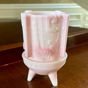 Fenton Rosalene Slag Glass Chou Ting Fairy Lamp; Fenton Glass Chinese Lantern Candleholder