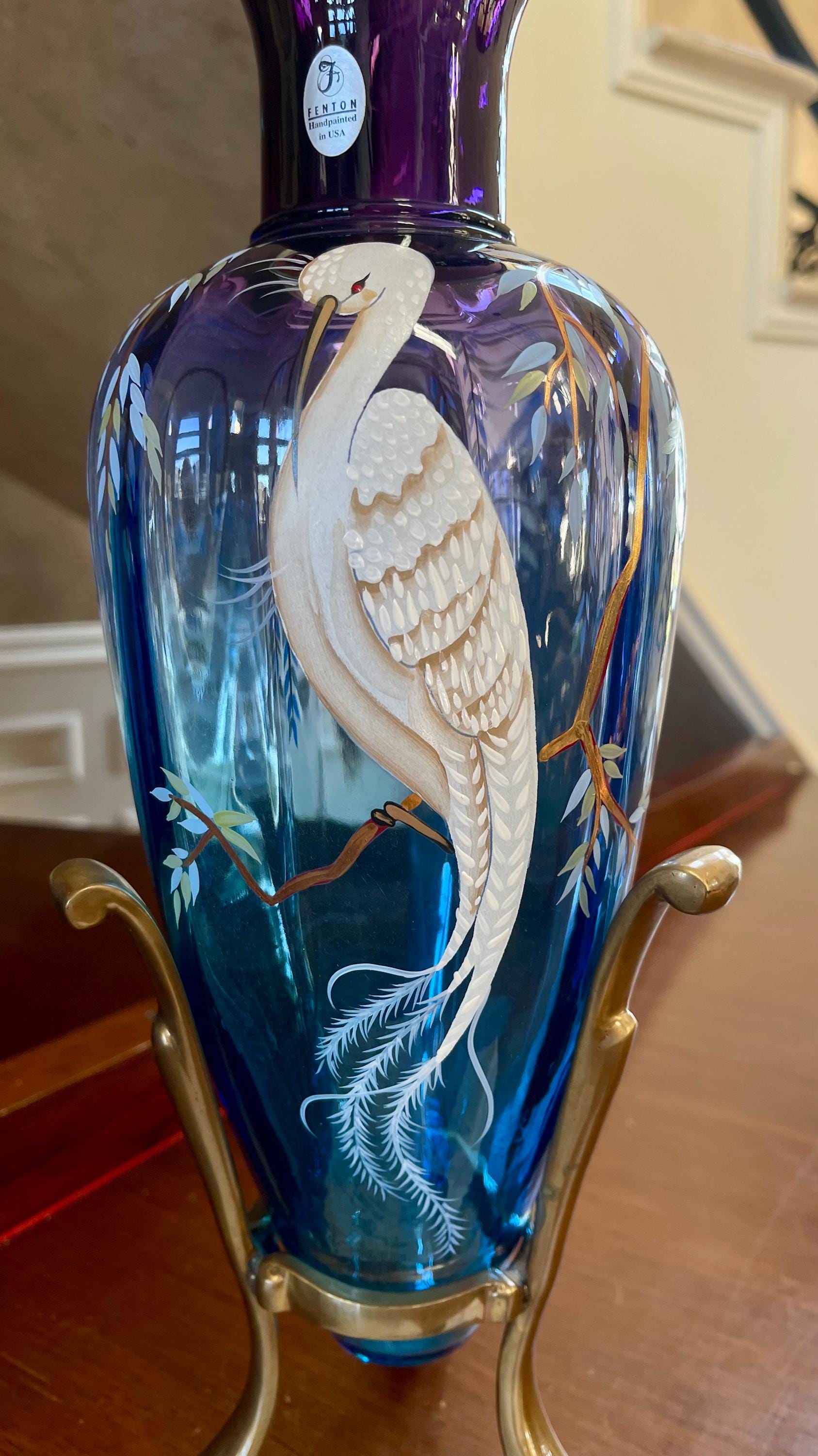 Fenton Glass “mystical Bird” Mulberry Ombré Limited Edition