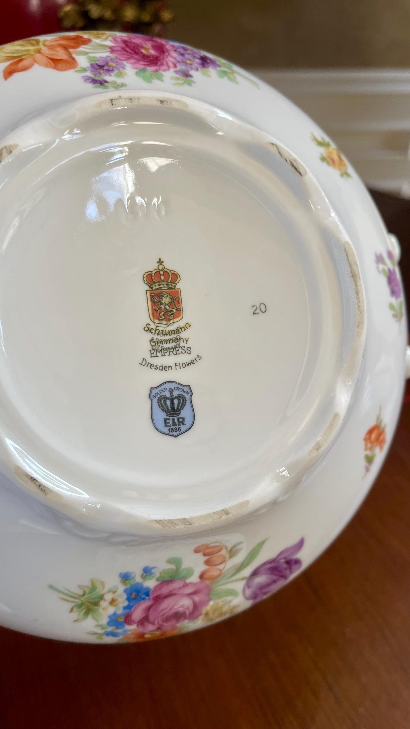 Schumann Bavaria Empress Dresden Flowers Round Covered Vegetable Bowl ...