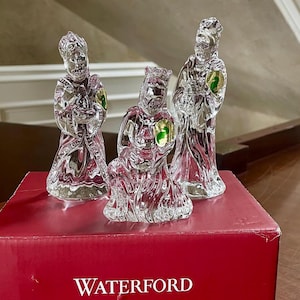 Waterford Crystal Three Piece Wise Men Kings Nativity Set New In Box