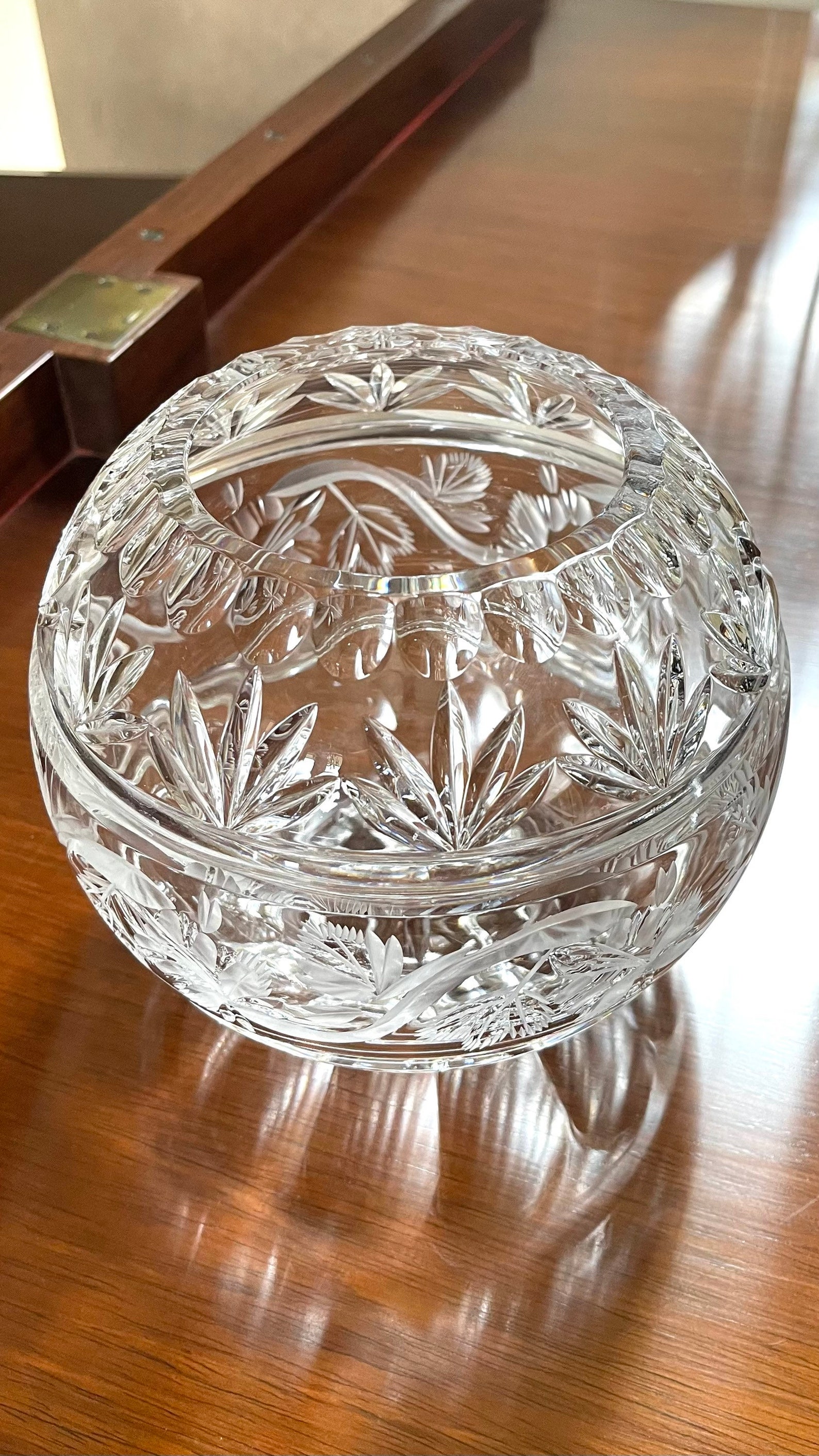 Large Hand Cut Lead Crystal Rose Bowl Crystal Candleholder Etsy Canada