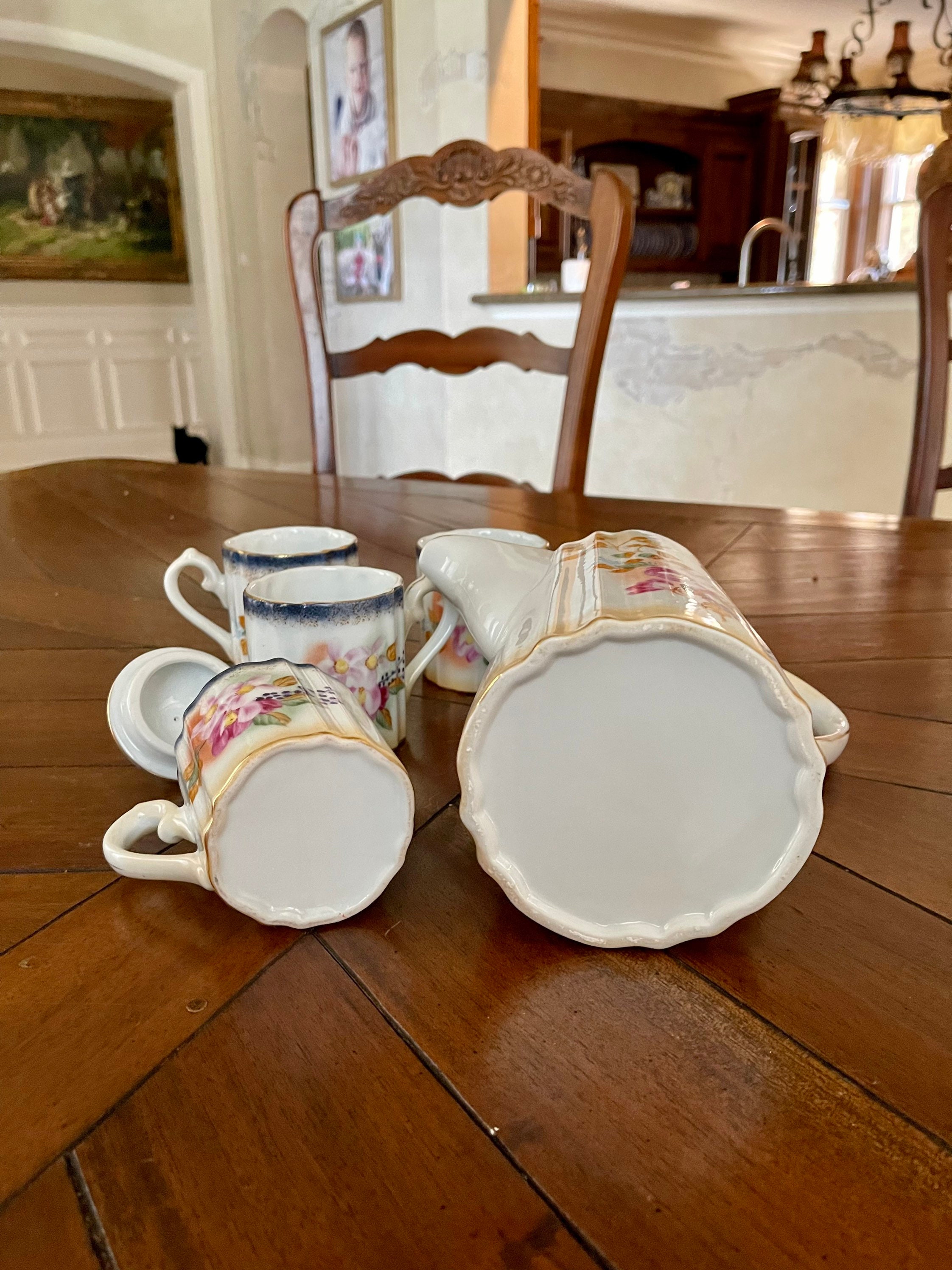 5 Pc. Set Vintage Victorian Style Porcelain Tea Set; Victorian Roses ...