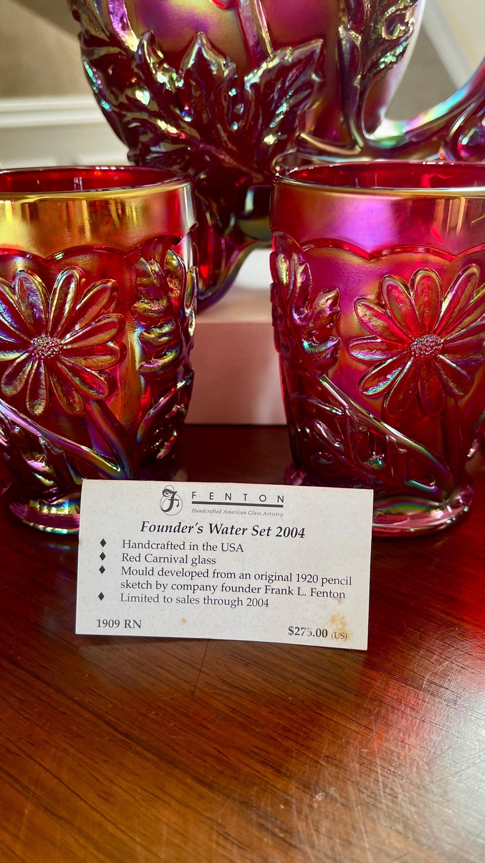 Fenton Founder's Water Set 2004 Red Carnival Glass Water Pitcher