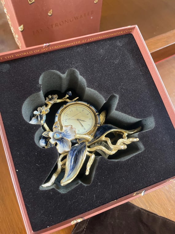 Jay Strongwater Tara Orchid Clock Delft Garden New in Box - Etsy