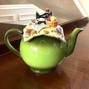 Rare 1997 Royal Albert Old Country Roses Sewing Large Teapot; Sewing Earthenware Old Country Roses Cardew Design Teapot 1997