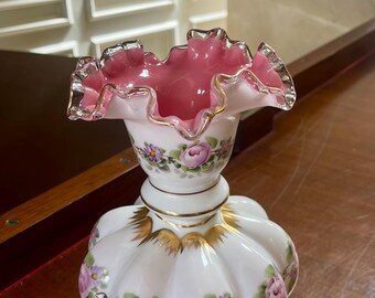 Fenton Hand Painted 1940's Charleton Rose Melon Vase - Etsy