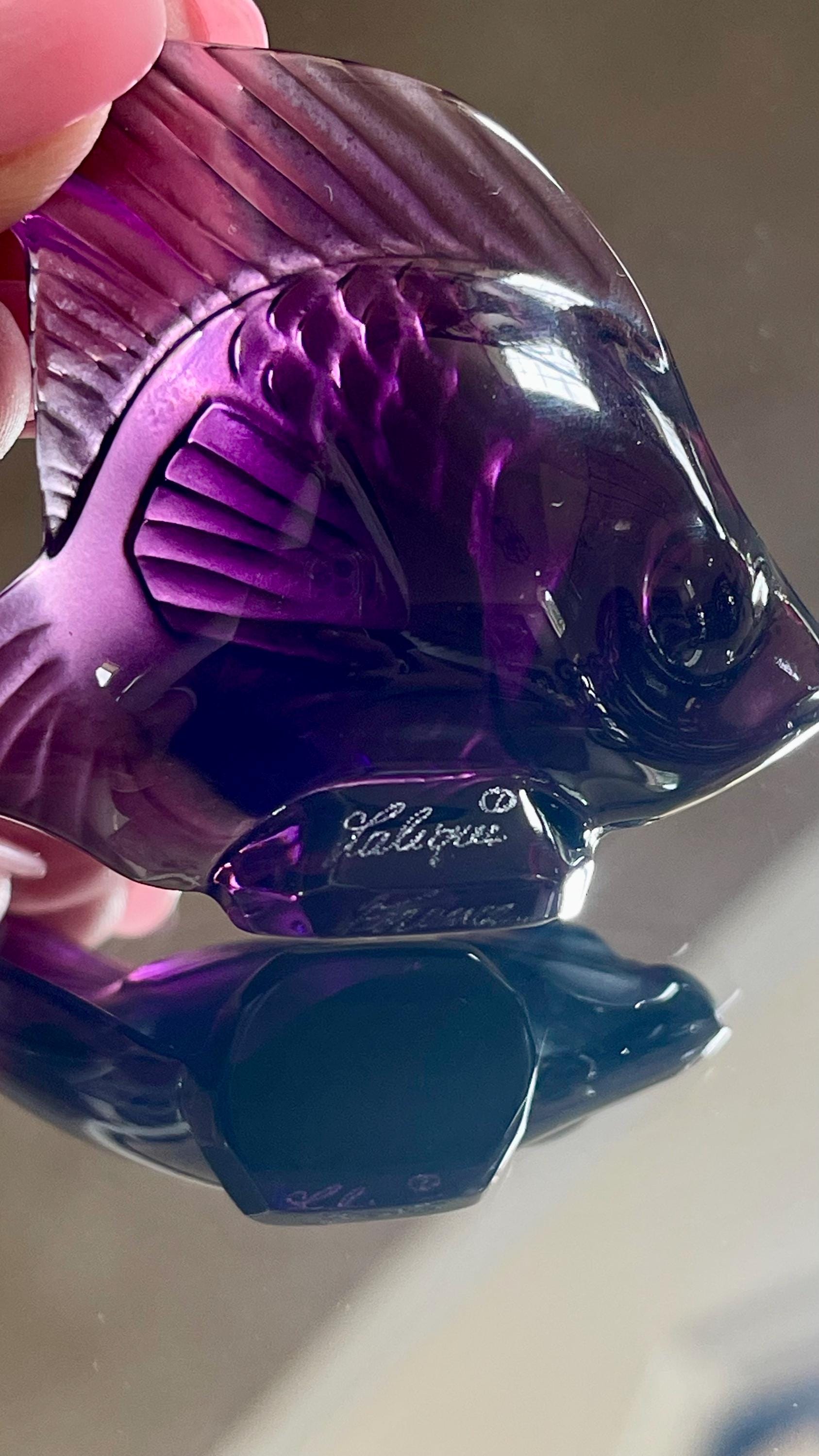 Lalique Crystal Amethyst Purple Fish; Lalique Aquarium Fish; Lalique ...