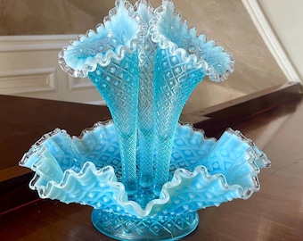 フェントン アートガラス ブルー オパールセント ホブネイル