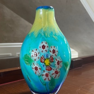 Vintage Millefiori Murano Art Glass Vase