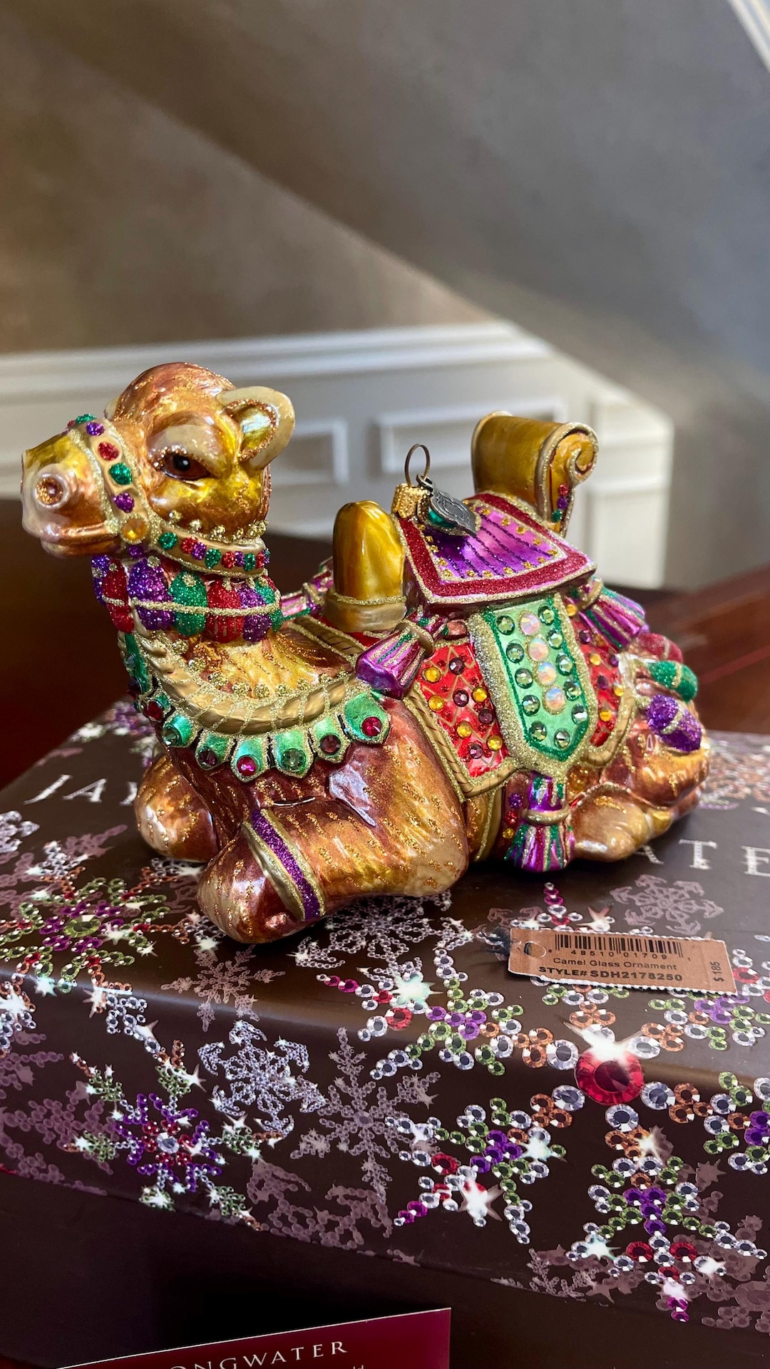 Jay Strongwater Camel Ornament Hand Blown Glass and Hand Painted