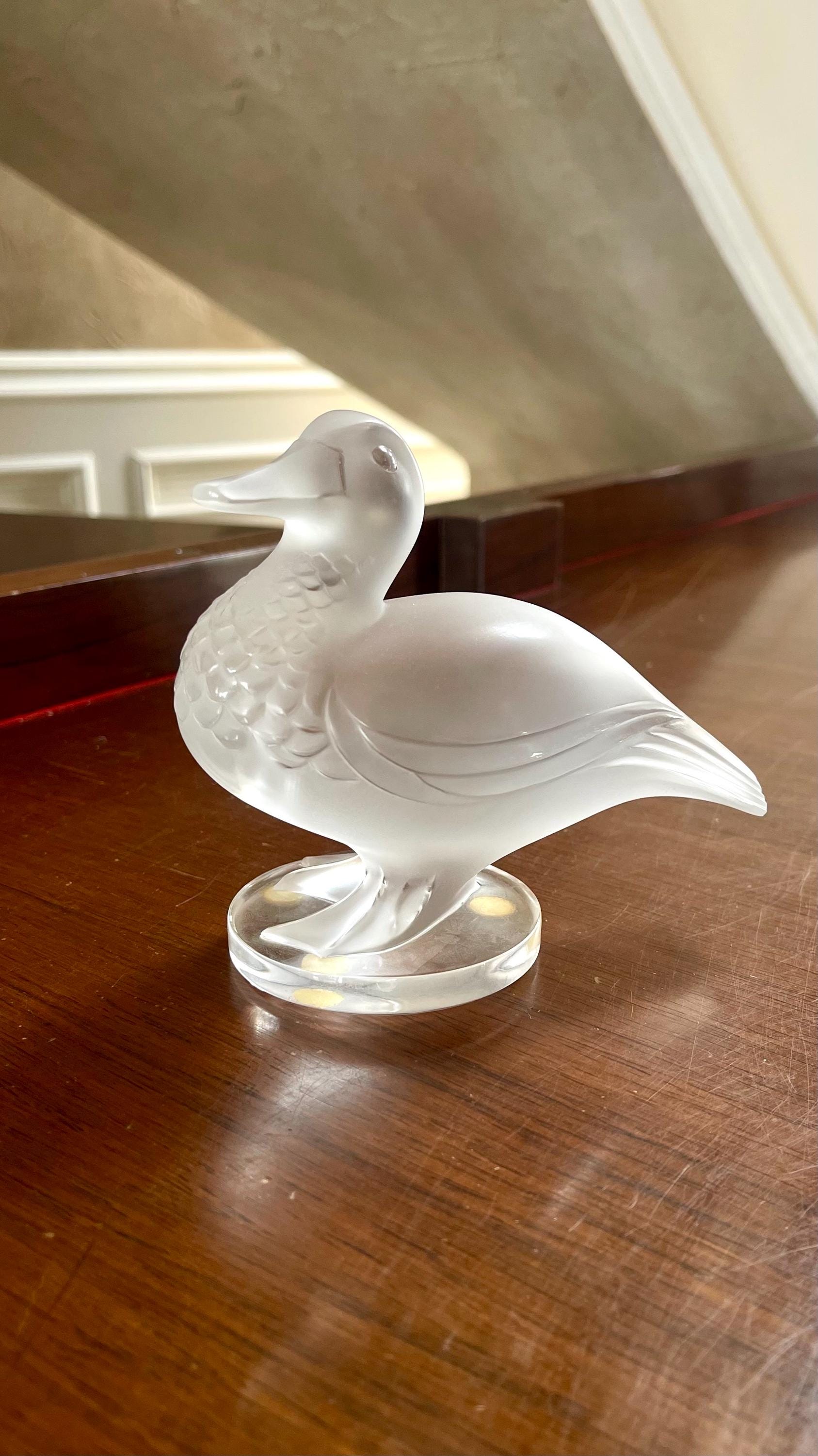 新品 LALIQUE ラリック Canard カモ アヒル 置物 ルネ・ラリック「カモ ”CANARD” ピントレイ」《アンティックかとう》