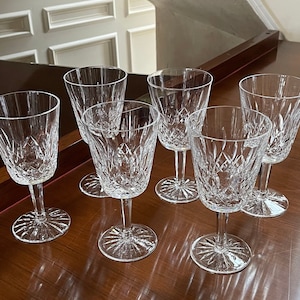 SET OF 6 Pc. Waterford Crystal Lismore 8oz. Water/Wine Goblets 6 7/8” Tall Made in Ireland; Waterford Wine Glass