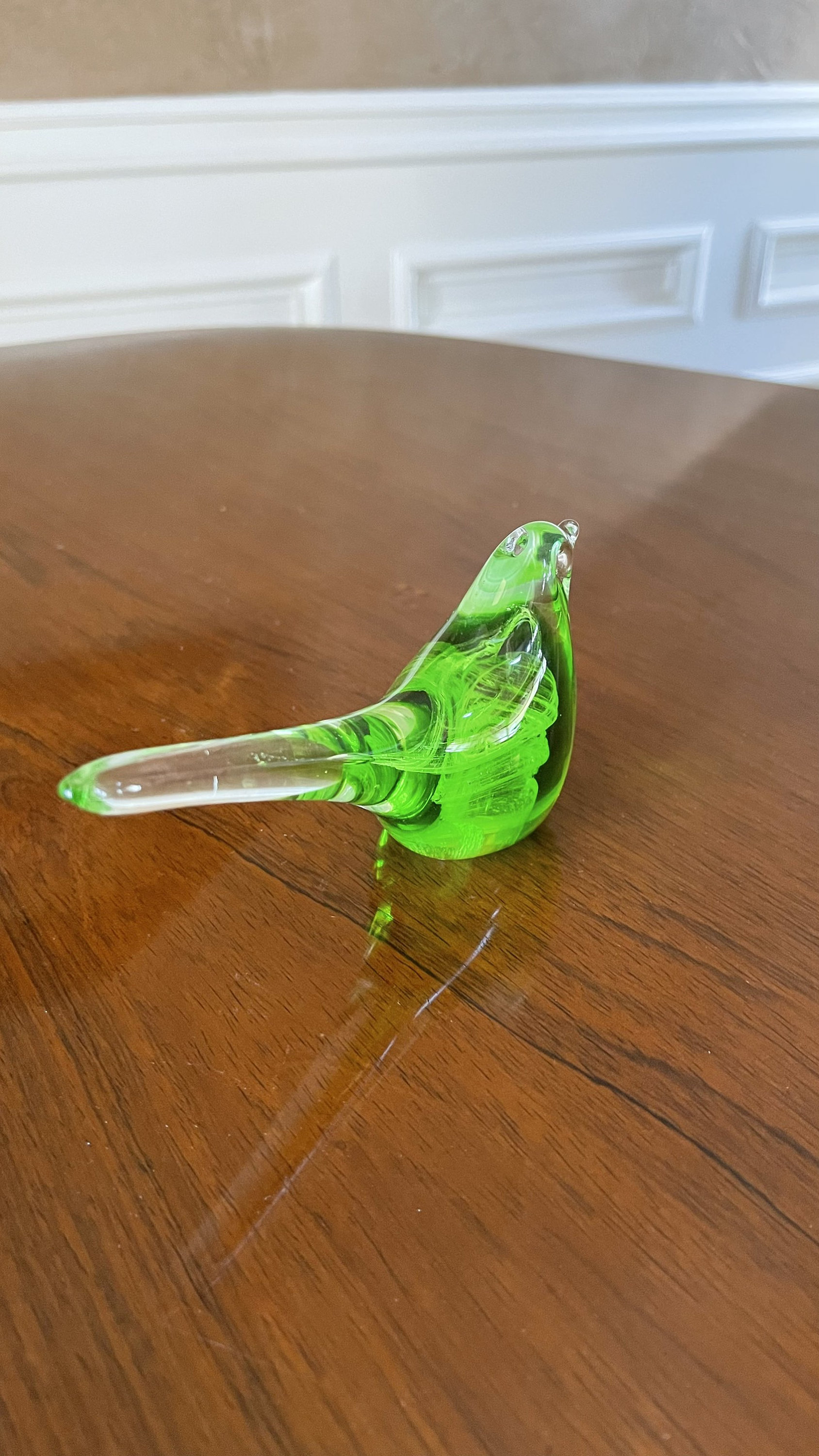 Green Crystal Art Glass Bird Paperweight - Etsy